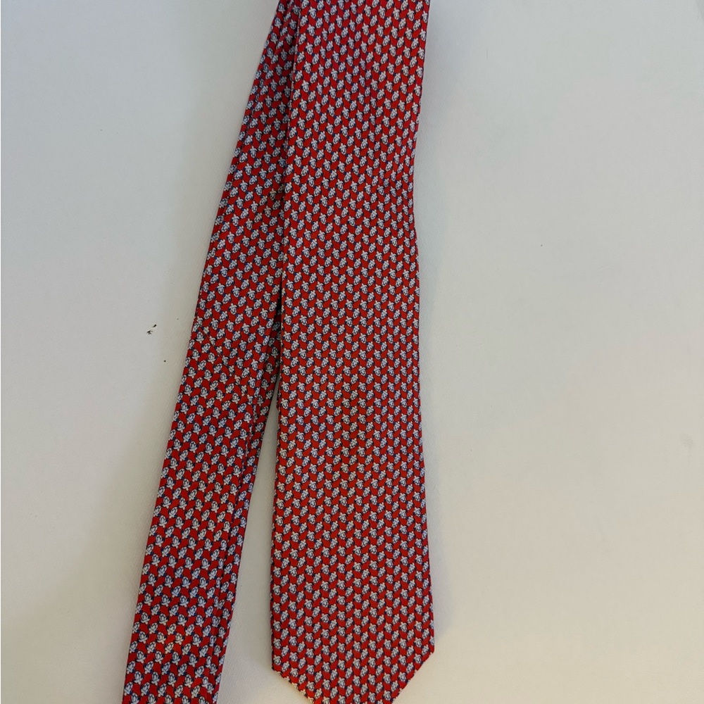 Tommy Hilfiger Red and White Turtle 100% Silk‎ Tie - Picture 2 of 4